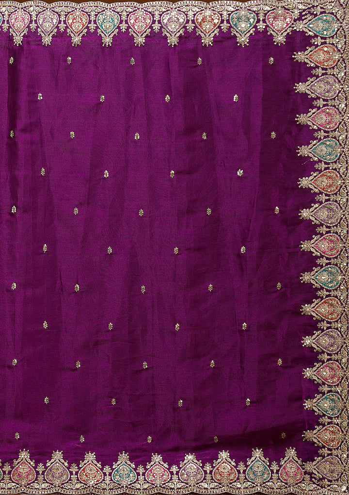 Purple Zariwork Tissue Saree