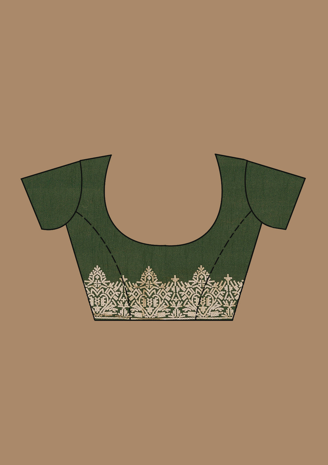 Bottle Green Sequins Tissue Saree