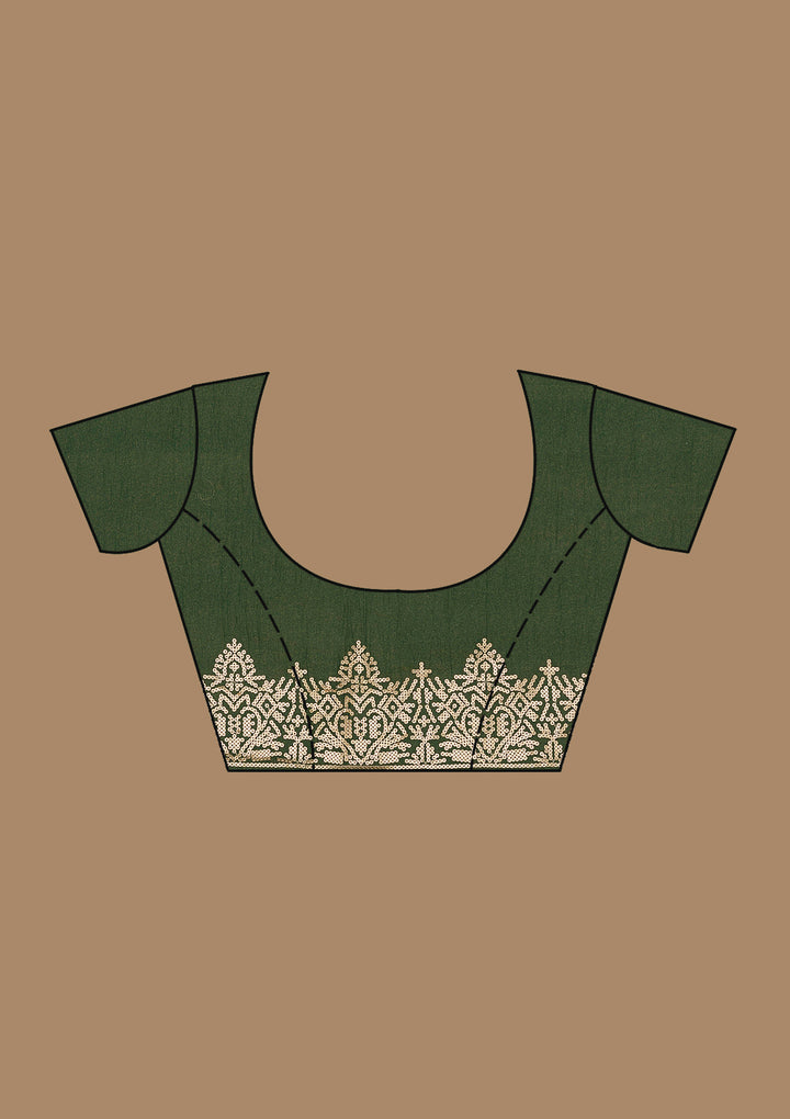 Bottle Green Sequins Tissue Saree