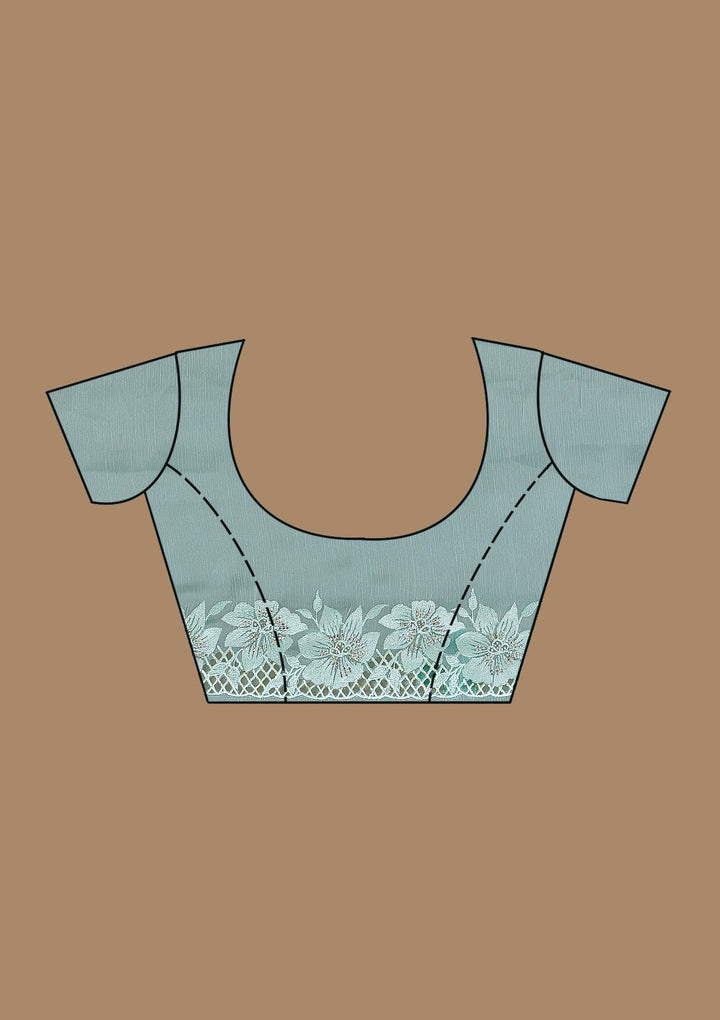 Sea Green Stonework Tissue Saree