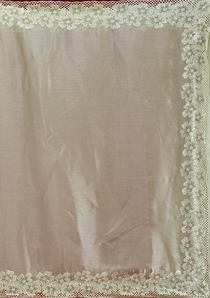 Pista Green Stonework Tissue Saree