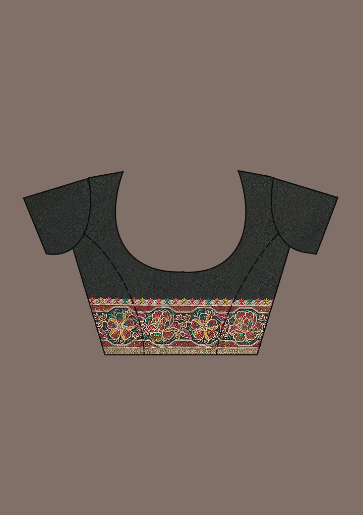 Black Threadwork Tissue Saree