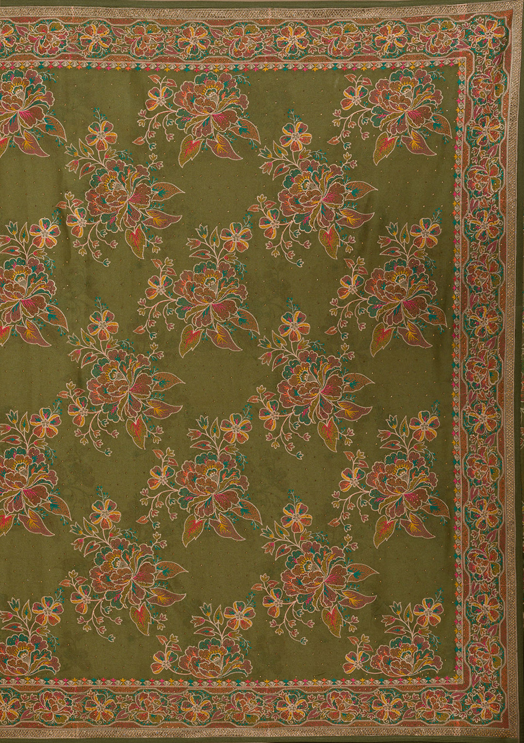 Mehendi Threadwork Tissue Saree