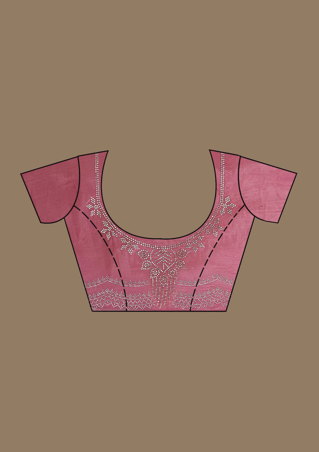 Onion Pink Stonework Tissue Saree