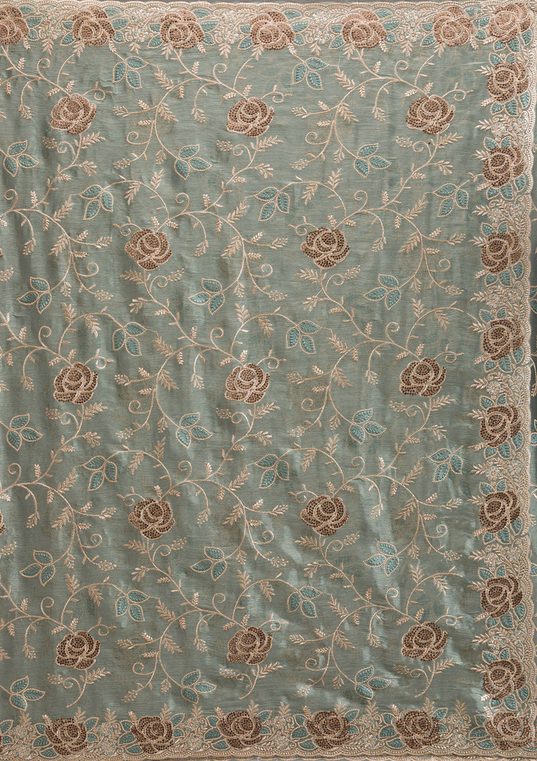 Mehendi Zariwork Tissue Saree
