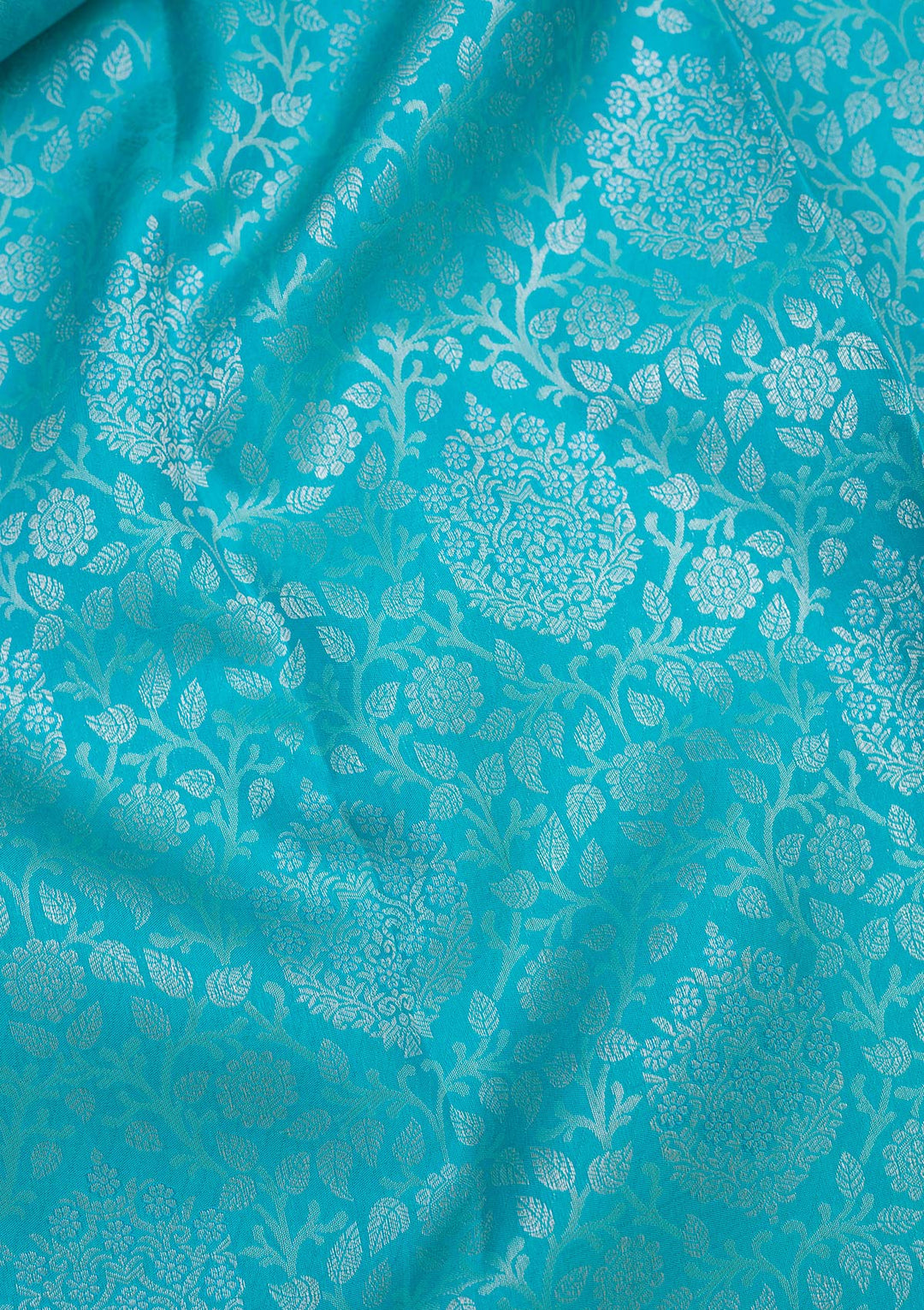 Turquoise Blue Zariwork Pure Silk Saree