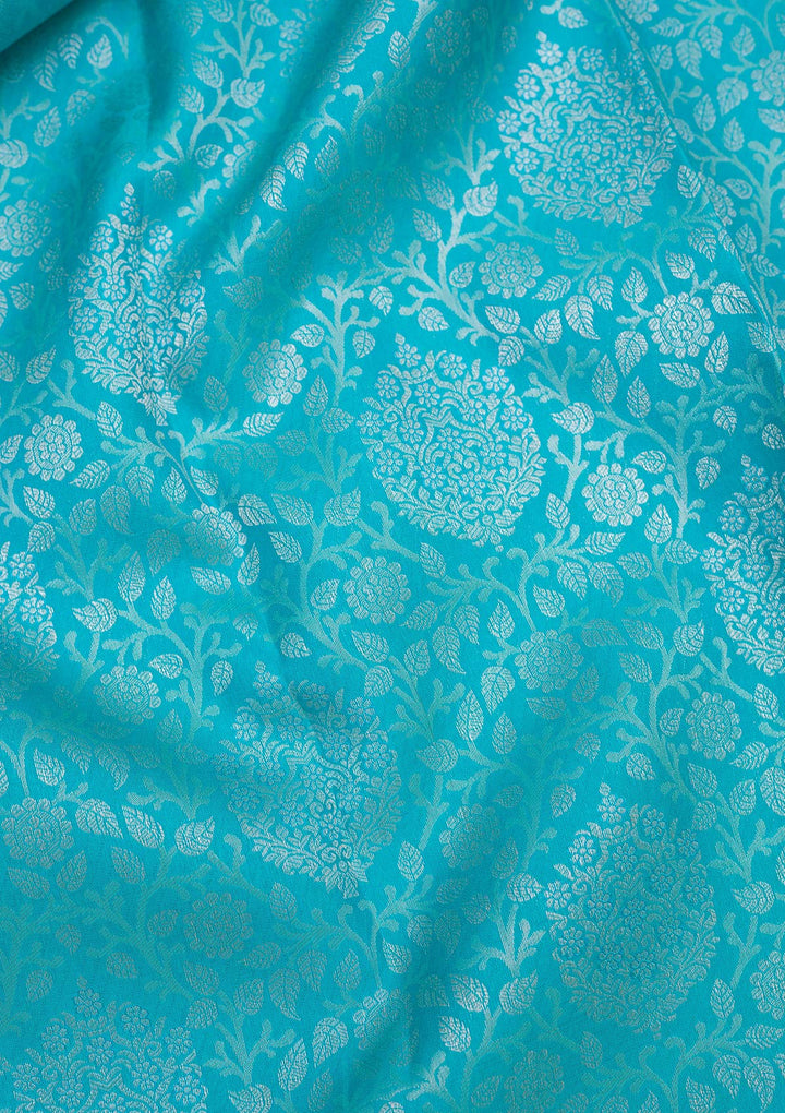 Turquoise Blue Zariwork Pure Silk Saree