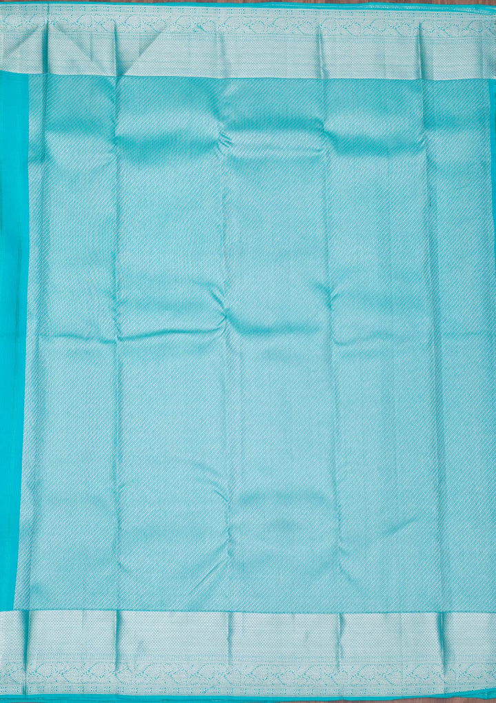 Turquoise Blue Zariwork Pure Silk Saree