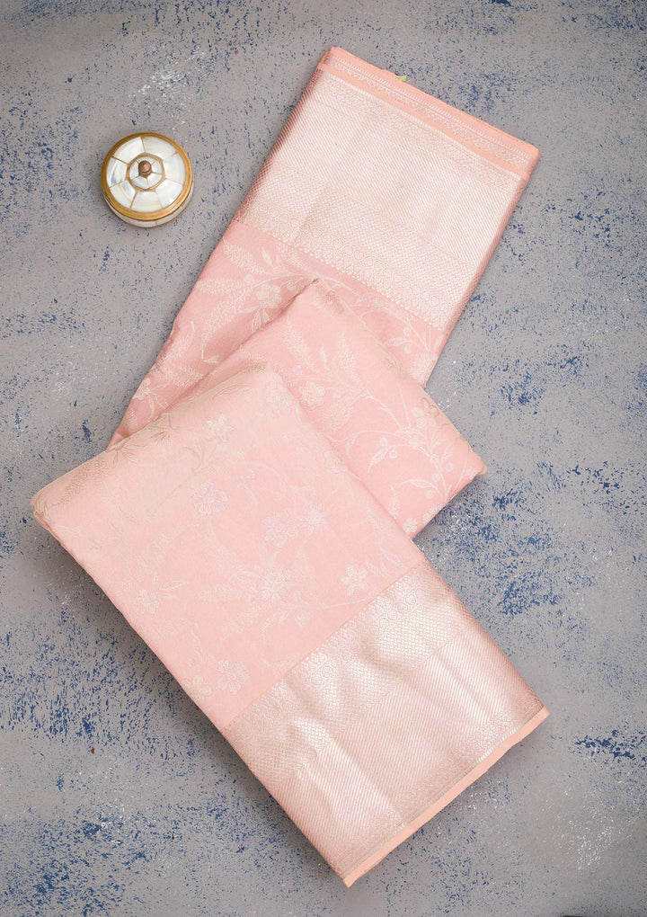 Peach Zariwork Pure Silk Saree