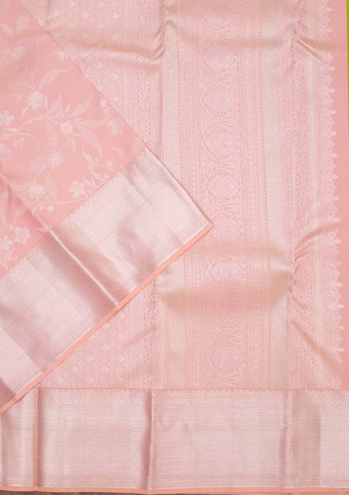 Peach Zariwork Pure Silk Saree