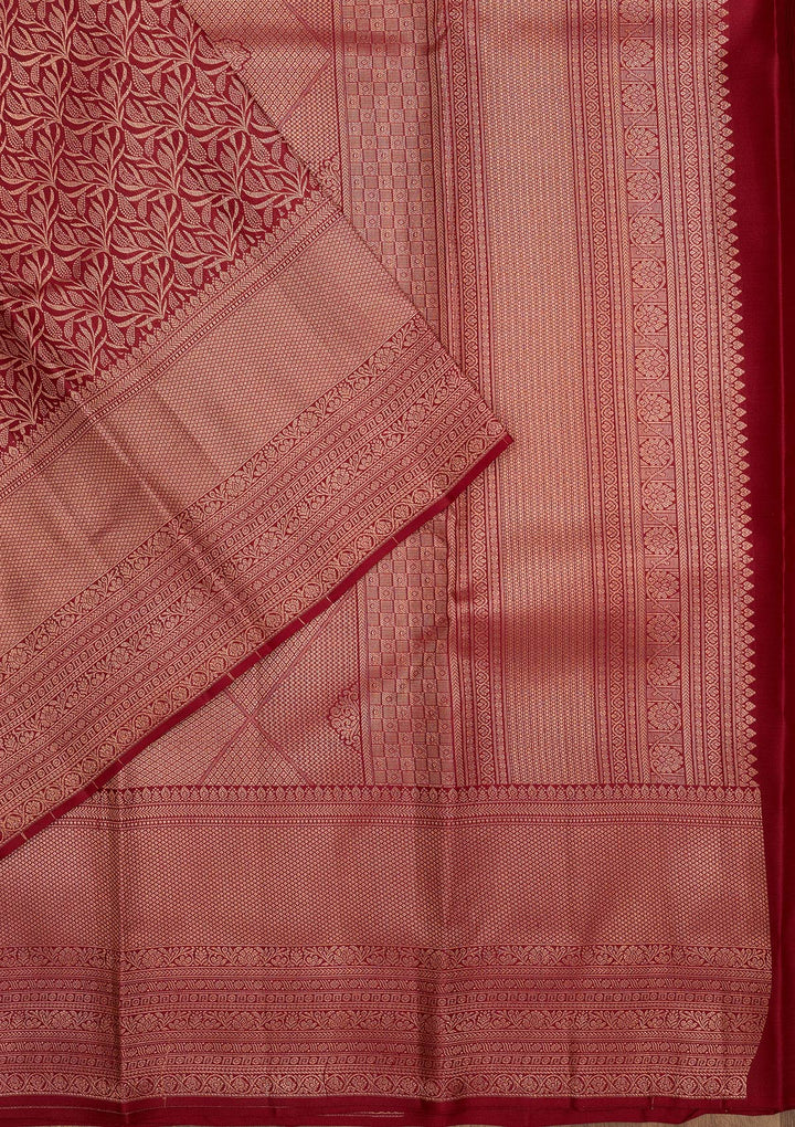 Maroon Zariwork Pure Silk Saree