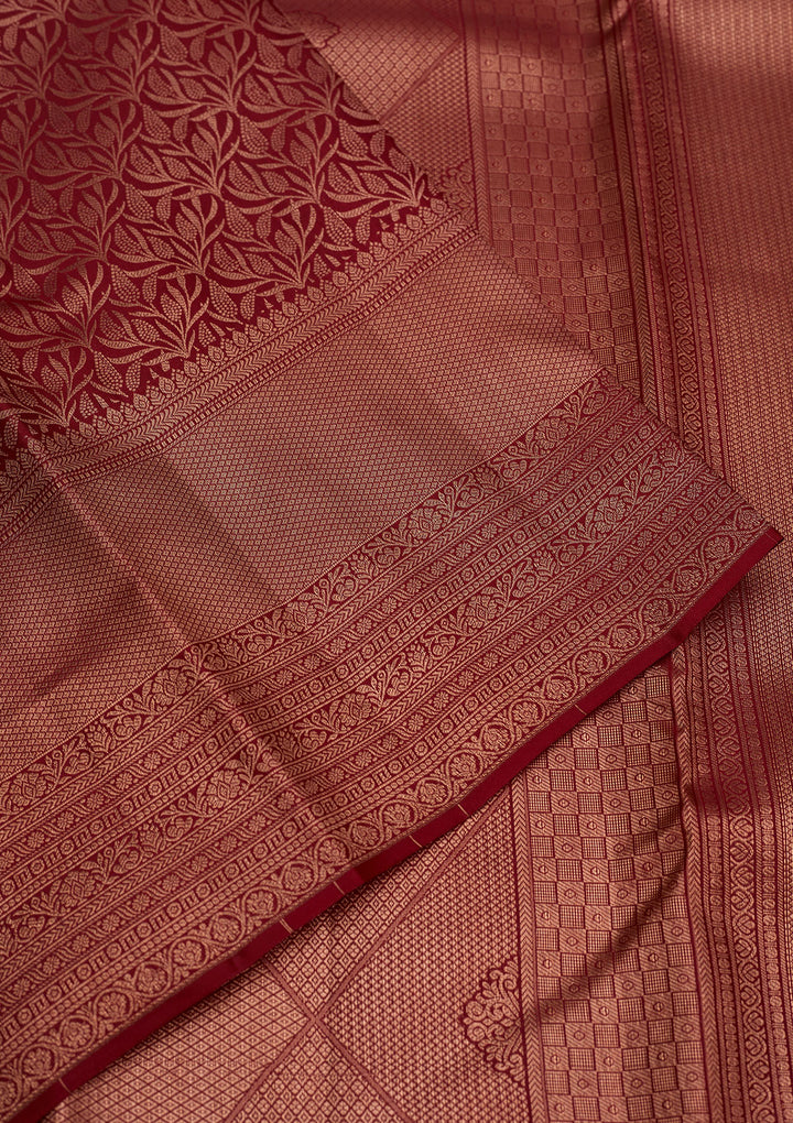 Maroon Zariwork Pure Silk Saree