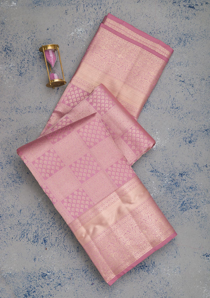 Mauve Zariwork Pure Silk Saree