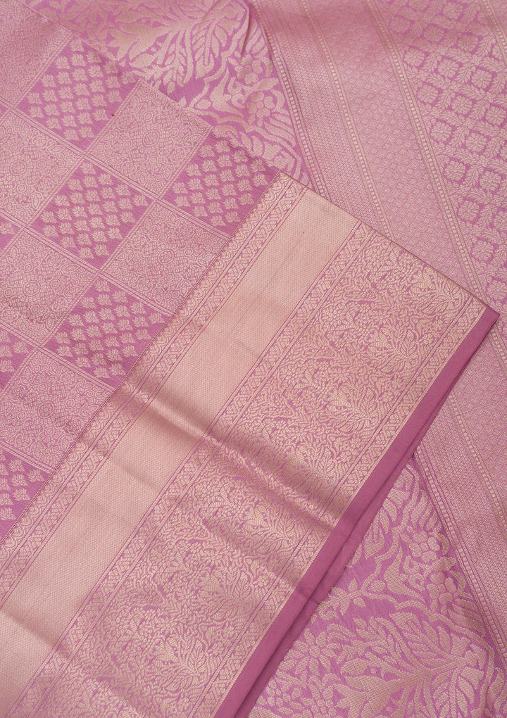 Mauve Zariwork Pure Silk Saree