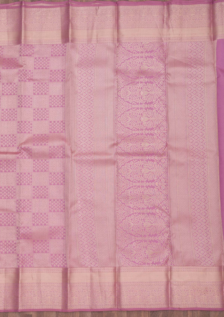 Mauve Zariwork Pure Silk Saree