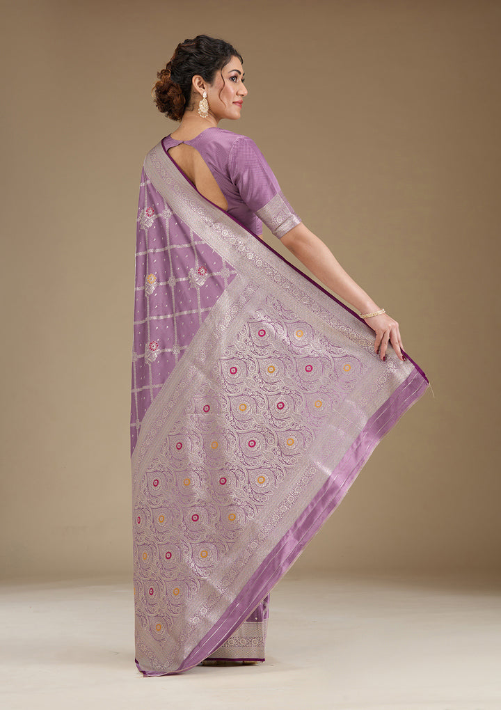 Lavender Zariwork Satin Saree
