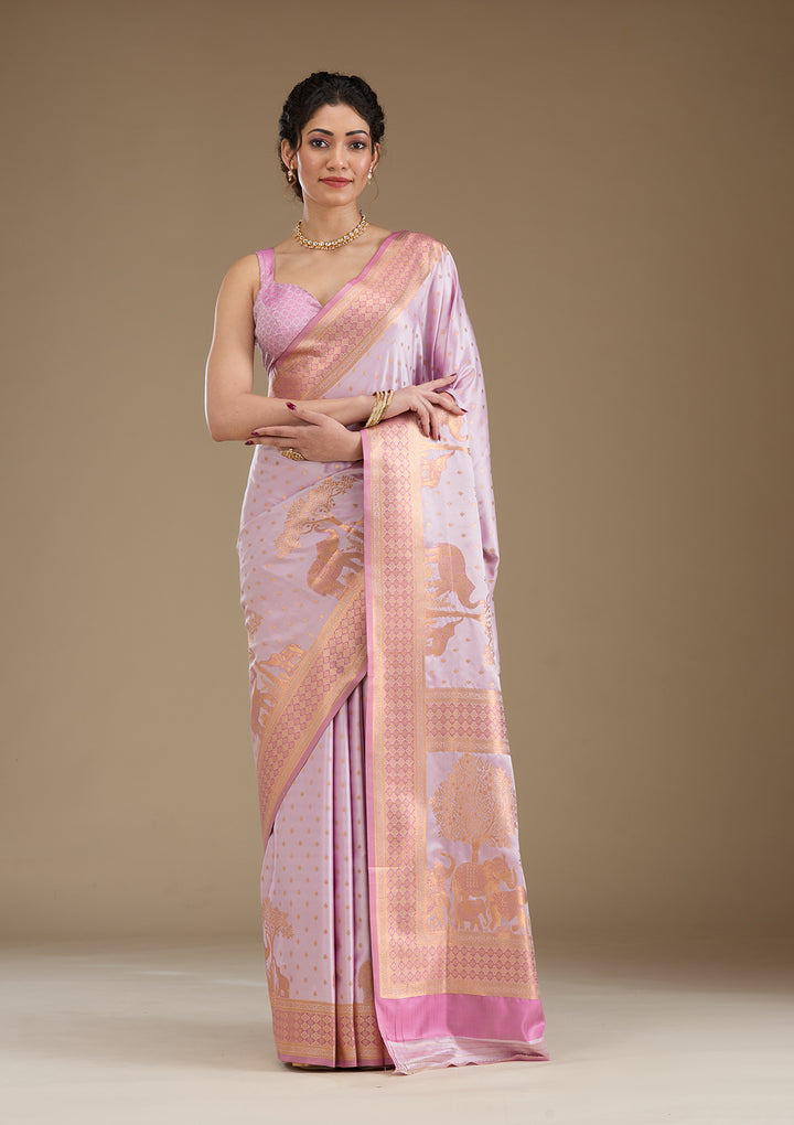 Lavender Zariwork Satin Saree