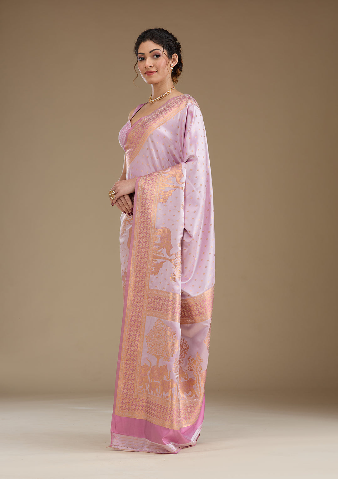 Lavender Zariwork Satin Saree