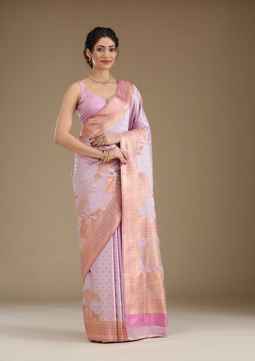 Lavender Zariwork Satin Saree