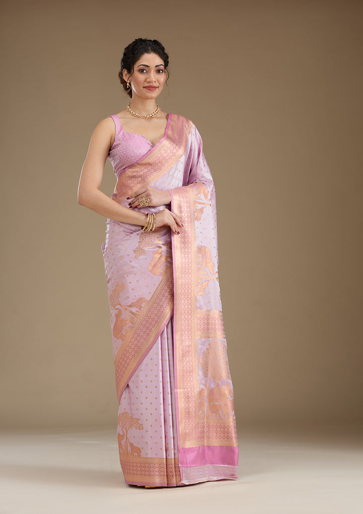 Lavender Zariwork Satin Saree