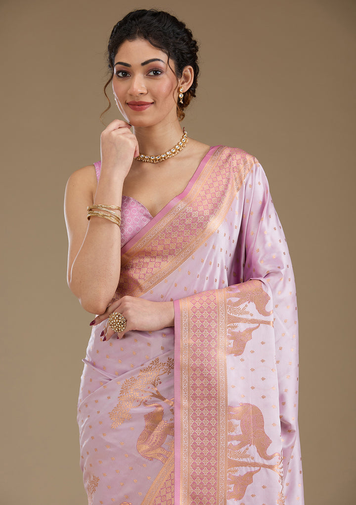 Lavender Zariwork Satin Saree