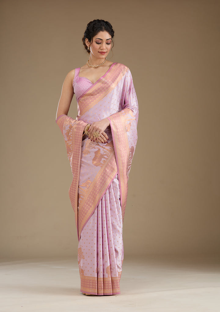 Lavender Zariwork Satin Saree