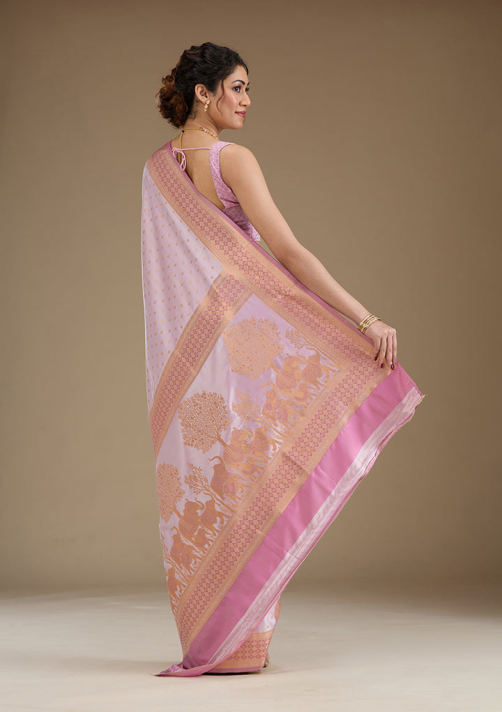 Lavender Zariwork Satin Saree