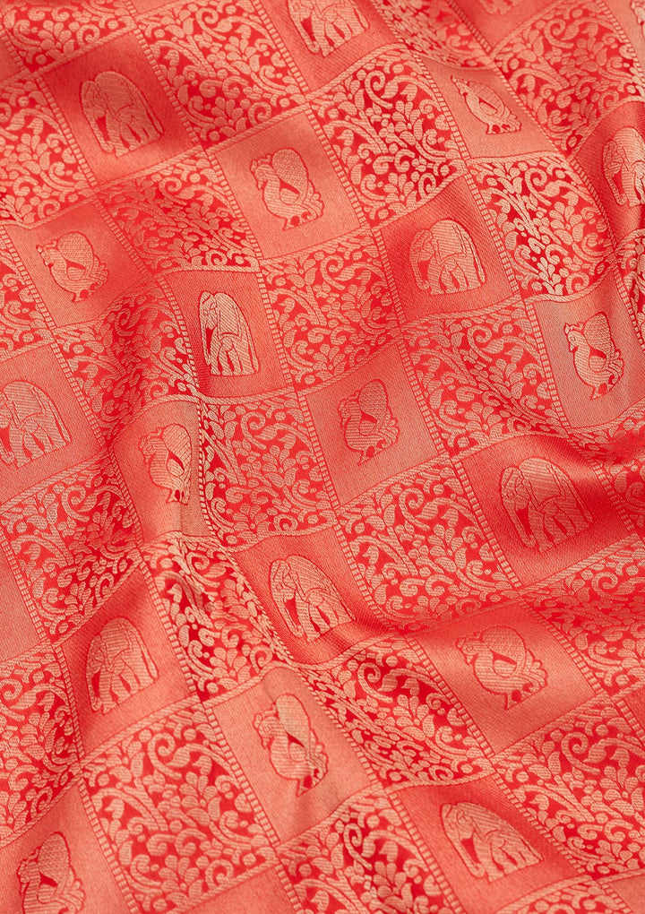 Rust Zariwork Silk Saree