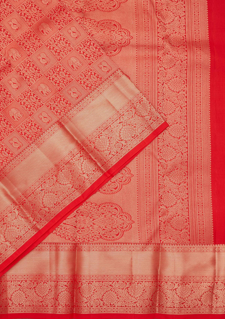 Rust Zariwork Silk Saree