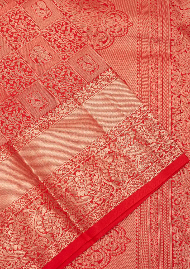 Rust Zariwork Silk Saree