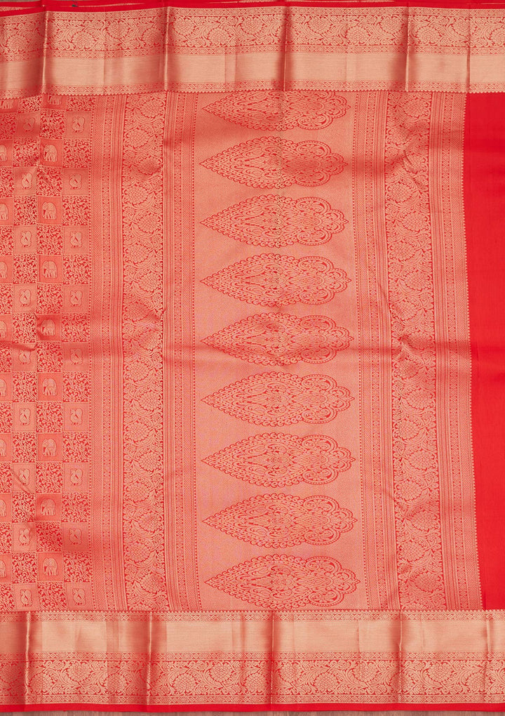 Rust Zariwork Silk Saree