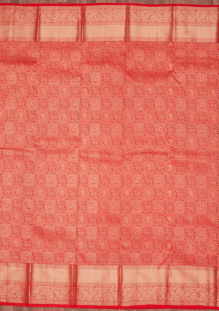 Rust Zariwork Silk Saree