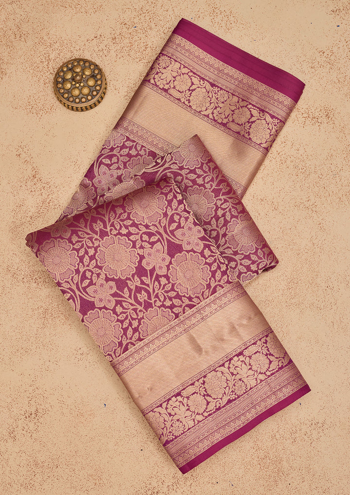 Wine Zariwork Pure Silk Saree