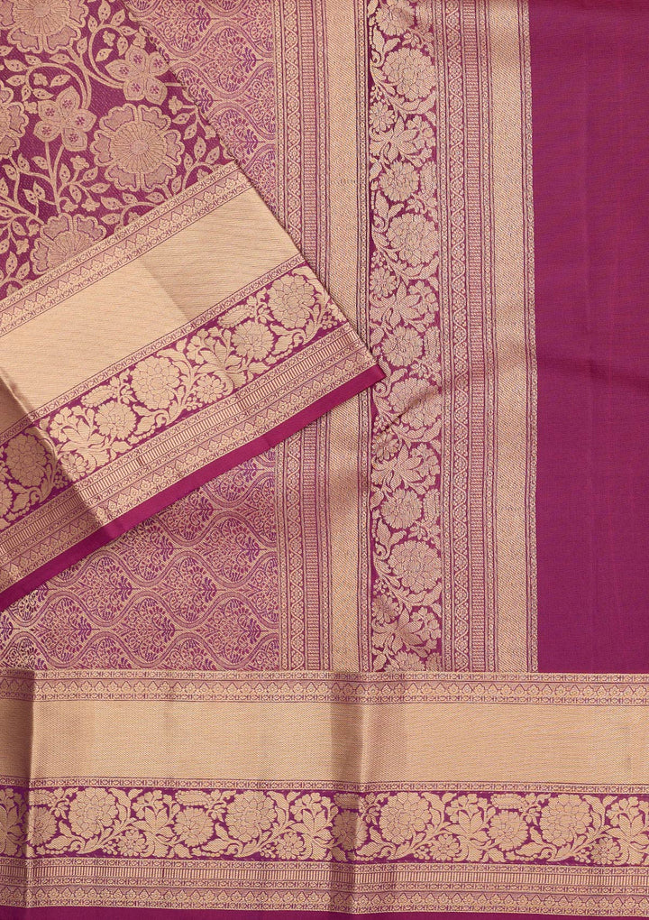 Wine Zariwork Pure Silk Saree