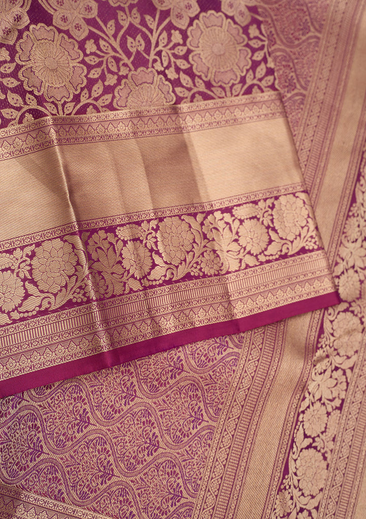 Wine Zariwork Pure Silk Saree
