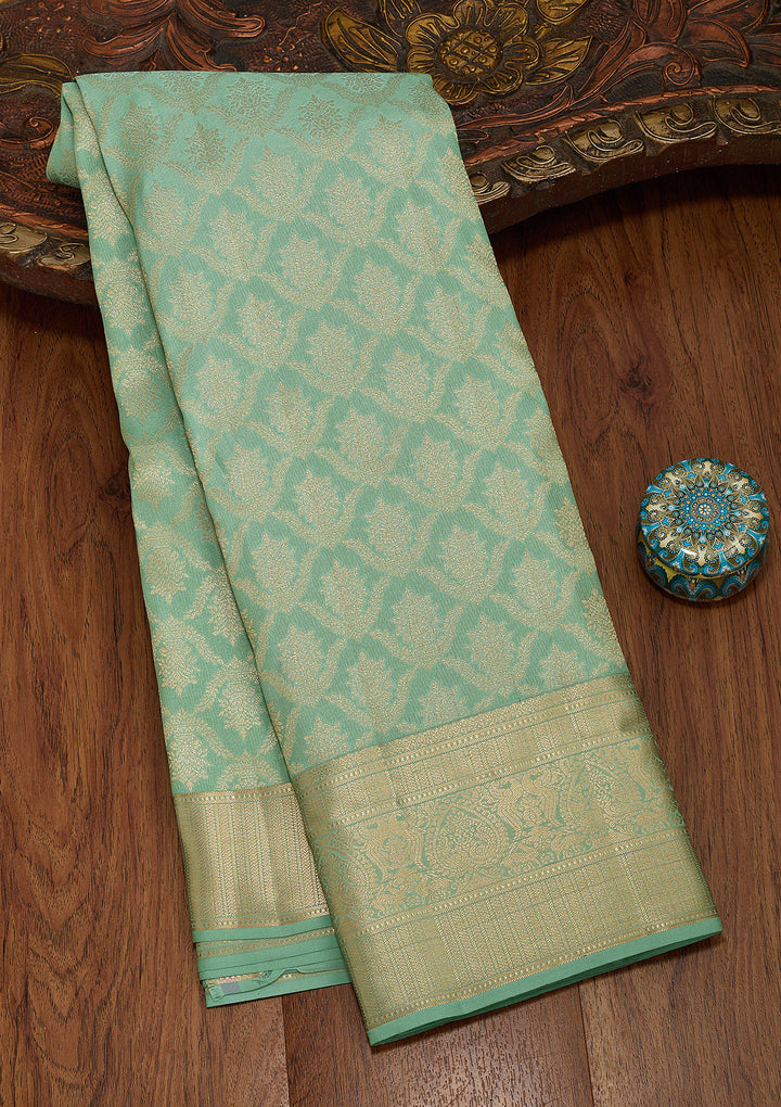 Sea Green Zariwork Pure Silk Saree