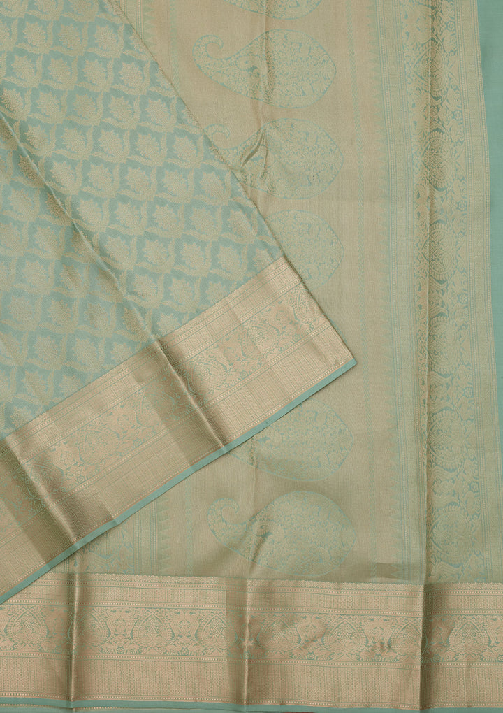 Sea Green Zariwork Pure Silk Saree