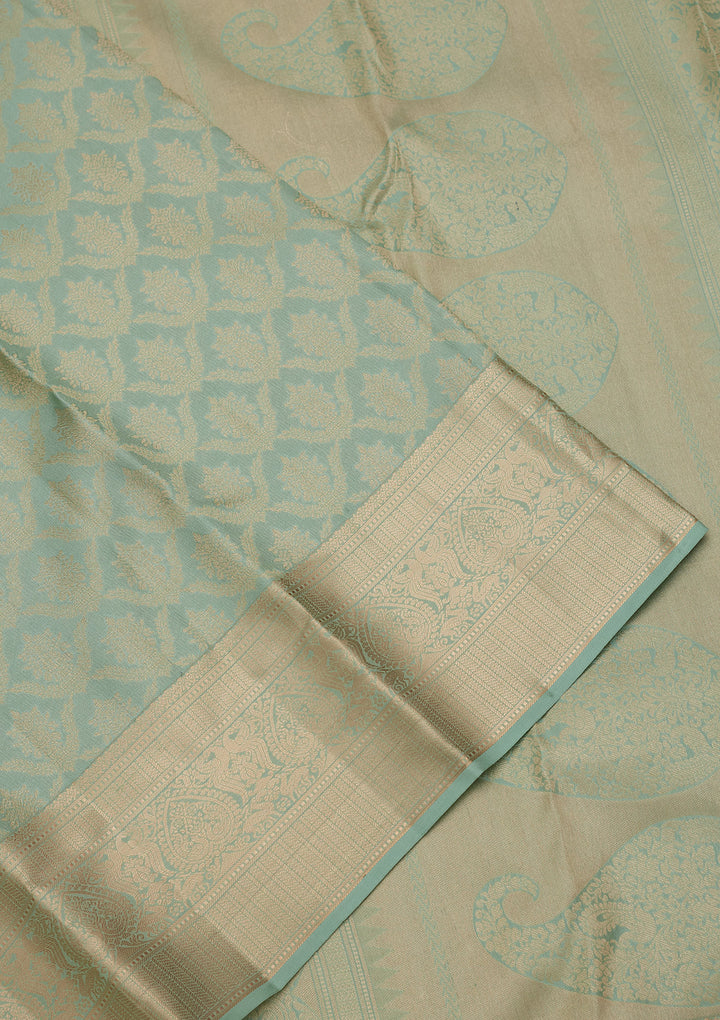 Sea Green Zariwork Pure Silk Saree
