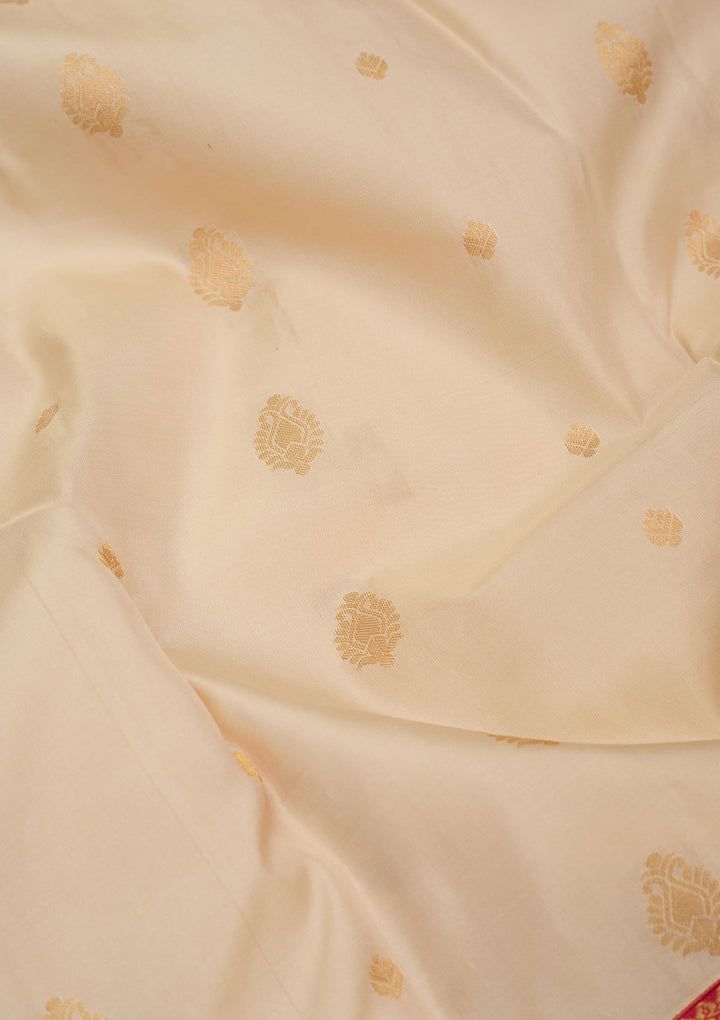 Cream Zariwork Pure Silk Saree