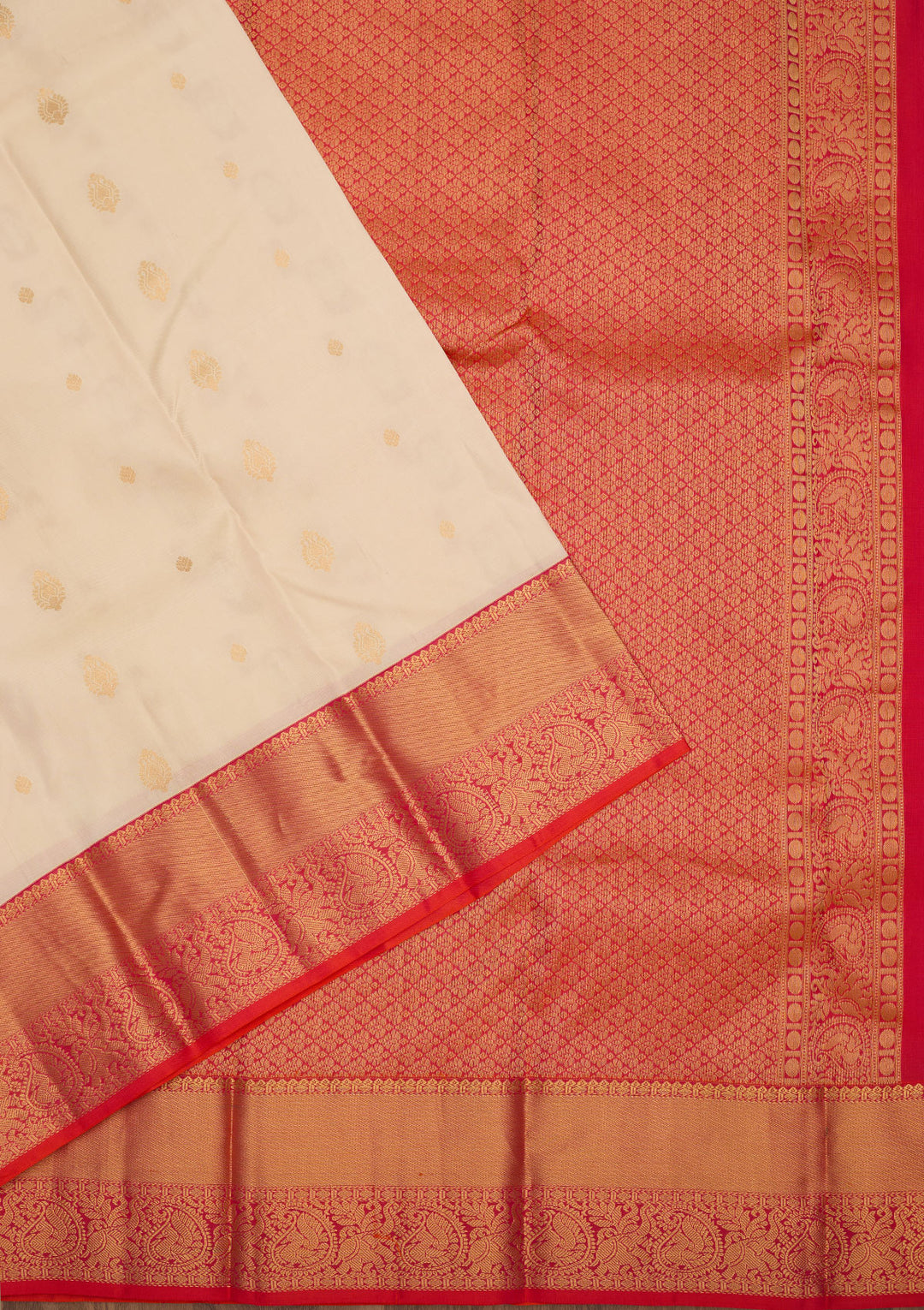 Cream Zariwork Pure Silk Saree