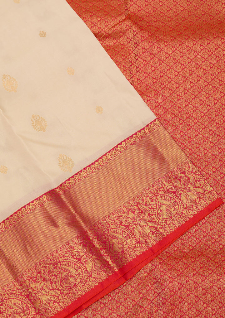 Cream Zariwork Pure Silk Saree