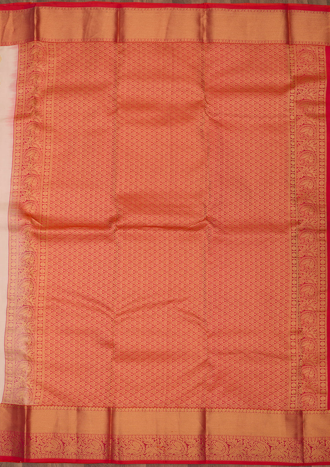Cream Zariwork Pure Silk Saree