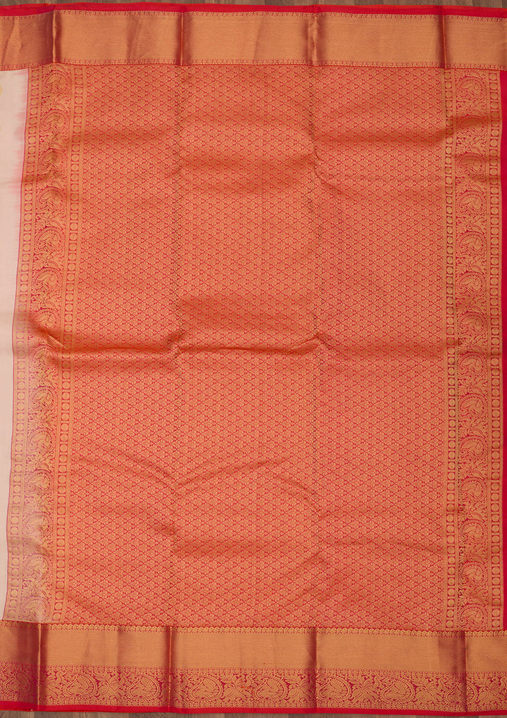 Cream Zariwork Pure Silk Saree