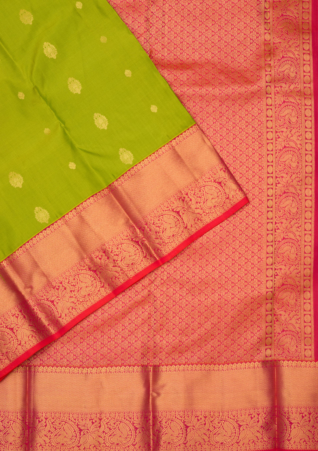 Parrot Green Zariwork Pure Silk Saree