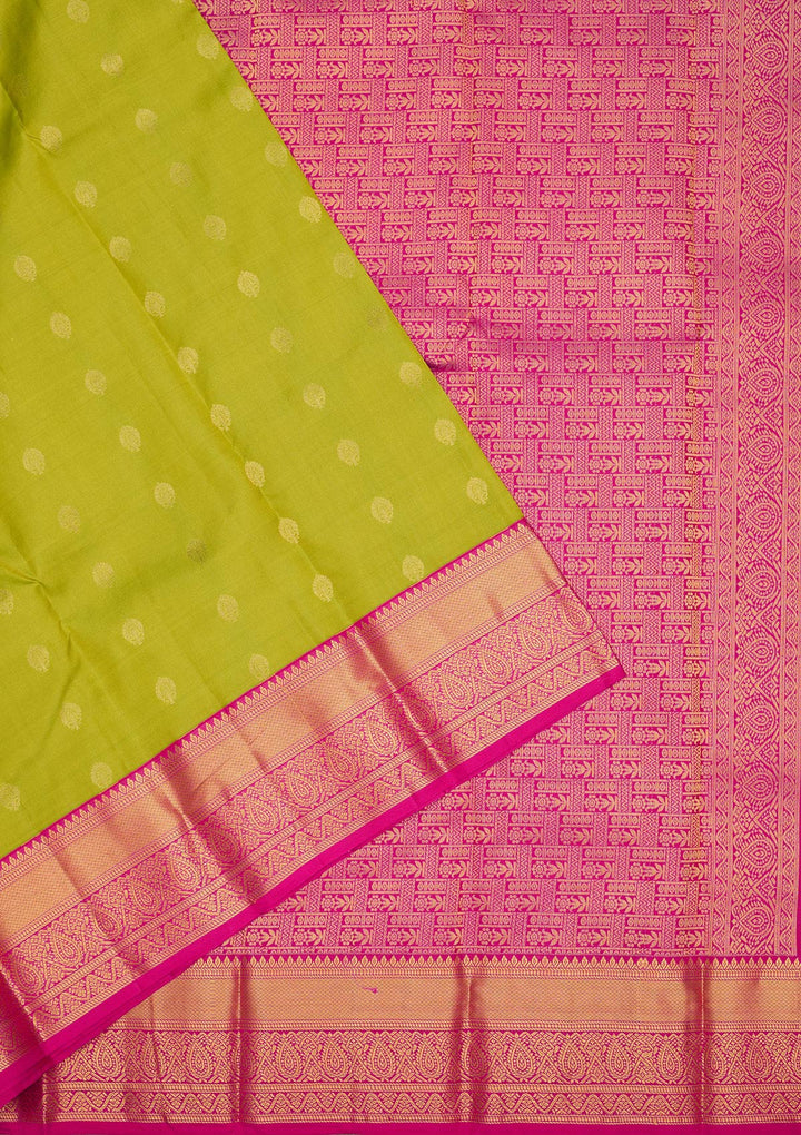 Parrot Green Zariwork Pure Silk Saree