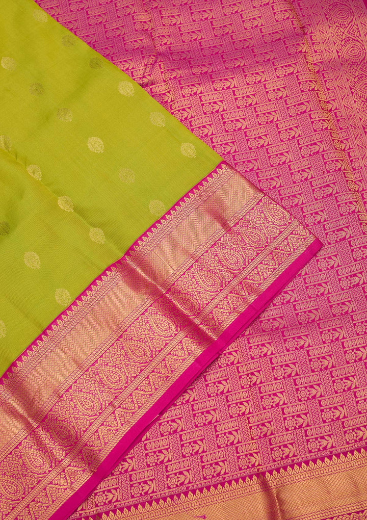 Parrot Green Zariwork Pure Silk Saree
