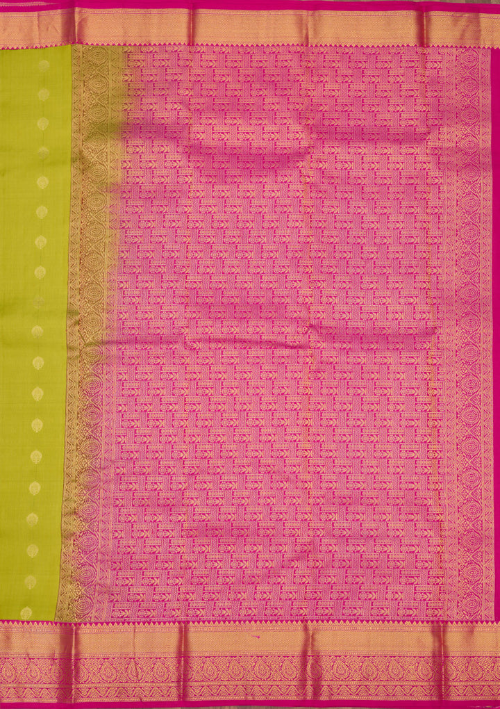 Parrot Green Zariwork Pure Silk Saree
