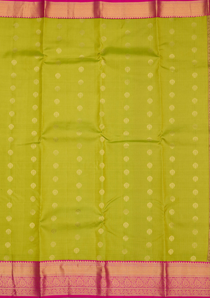 Parrot Green Zariwork Pure Silk Saree