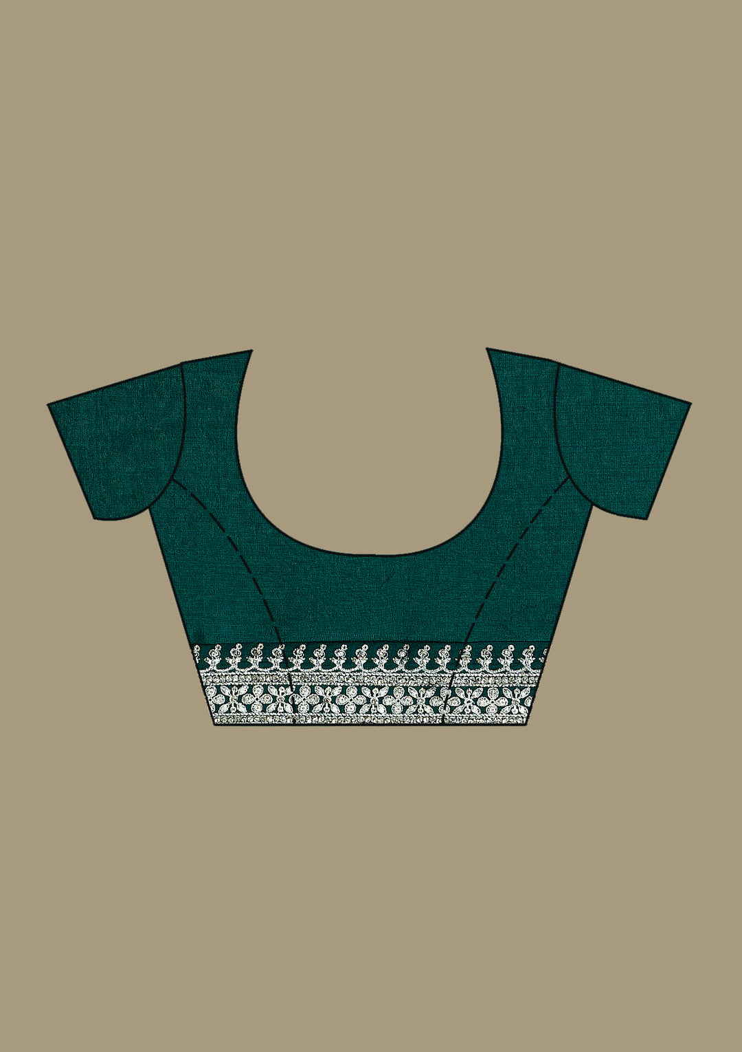 Bottle Green Threadwork Silk Saree