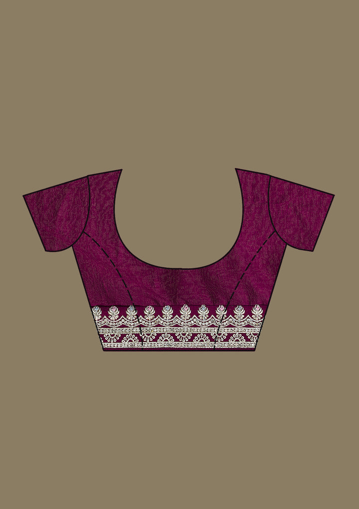 Wine Threadwork Silk Saree
